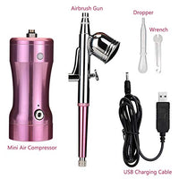 Snefe - Kit de aerógrafo, mini pistola compresora de aire, recargable, portátil, multiusos, pluma de aire con aguja de 0.012 in para maquillaje, tatuaje, decoración de uñas, coche, pintura, tarta, US, Rosado - Arteztik
