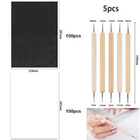 100 hojas de papel de transferencia de carbono negro con 100 hojas de papel de calco y 5 piezas de lápiz de relieve Herramientas de 11.7 x 8.3 pulgadas de papel de copia para trazar patrón en papel de madera tela de lona - Arteztik
