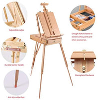Louise Maelys caballete de madera portátil para pintar lienzos con cajones ajustable estilo francés trípode caballete - Arteztik
