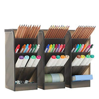 Organizador de escritorio grande de 3 piezas - Organizador de bolígrafos para oficina, escuela, suministros para el hogar, soporte de almacenamiento de bolígrafo blanco translúcido, alta capacidad, juego de 3, 12 compartimentos (soporte grande para bolígr - Arteztik
