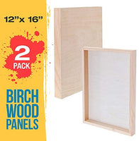 U.S. Art Supply - Tableros de madera de abedul, 16.0 x 20.0 in, base de 1.5 in de profundidad (paquete de 2) lienzos de pared de madera para artistas – Pintura de medios mixtos, acrílico, aceite, etc. - Arteztik
