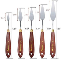 DerBlue Juego de 5 cuchillos de paleta de artista de acero inoxidable, espátula, paleta, cuchillo, rascador de mezcla, herramientas de arte delgadas y flexibles para pintura al óleo, mezcla acrílica, etc. - Arteztik
