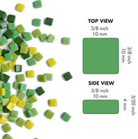 Mosaiko Green Mix 10.58 oz (10.5 onzas) - Azulejos de cristal de mosaico para manualidades, piezas cuadradas manchadas de primera calidad, 0.4 in x 0.4 in, perfecto para decoración del hogar, manualidades de bricolaje, arte de píxeles, juegos infantiles, - Arteztik
