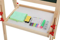 KAVAVO Caballete de madera para niños con letras magnéticas, caballete de pie ajustable, pizarra blanca de dibujo de doble cara, utilizado para la educación temprana. - Arteztik
