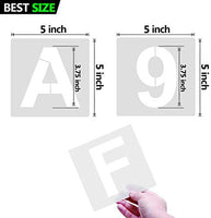 Plantillas de letras reutilizables de plástico para letras y números, 36 plantillas de alfabeto para decoración del hogar, proyectos de bricolaje y manualidades (5.0 in) - Arteztik
