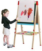 KAVAVO Caballete de madera para niños con letras magnéticas, caballete de pie ajustable, pizarra blanca de dibujo de doble cara, utilizado para la educación temprana. - Arteztik
