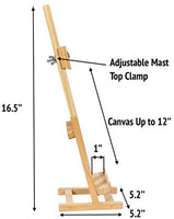 Caballete de estudio de madera de mesa con marco en H de 17 pulgadas de alto – caballete de pintura y exhibición de madera de pino natural, soporta hasta 12 pulgadas, soporte de escritorio resistente - Arteztik
