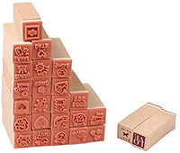 Minijuego de sellos de madera Yansanido, 12 unidades, para hacer bricolaje, con caja de madera - Arteztik
