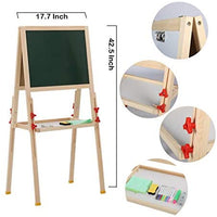 KAVAVO Caballete de madera para niños con letras magnéticas, caballete de pie ajustable, pizarra blanca de dibujo de doble cara, utilizado para la educación temprana. - Arteztik
