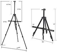 Caballete de aluminio ajustable con trípode de aluminio de 20 a 65 pulgadas con bolsa portátil para el suelo, escritorio de la playa, pintura - Arteztik
