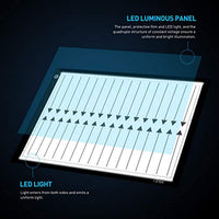 Icetek - Caja de luz LED ultradelgada y portátil A4, cable de alimentación USB, intensidad regulable, luz LED para dibujo, boceto, animación Visualización de rayos X - Arteztik
