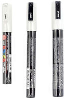 Uni POSCA Blanco = 3 tamaños de punto diferentes por paquete: PC-1M (0.028 in), 3M (0,9 ~ 0.051 in), 5M (1,8 ~ 0.098 in) - Arteztik
