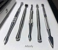 Juego de herramientas de acero inoxidable para tallar cera de 6 piezas, contenedor de silicona y estuche de transporte de metal protector incluido. - Arteztik
