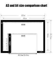 Cozonte - Caja de luz LED A4, almohadilla de luz para pintura de diamante 5D para pintar con diamantes, ver símbolos y números más claros, almohadilla de luz con soporte desmontable y clips - Arteztik
