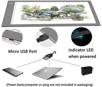 Caja tiralíneas portátil, muy fina, luz led, cable de alimentación USB, brillo ajustable, caja para artistas, de dibujo, bocetos, diseño de animaciones, visor de rayos - Arteztik
