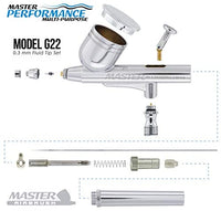 Master Airbrush Model G22 - Juego de aerógrafo multiusos de doble acción con punta de 0.012 in y 1/3 onzas Fluid Cup - Kit versátil y fácil de usar - Spray Auto Graphics, Art, Crafts, Tattoos, Cake - Arteztik
