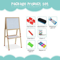 LingXiStudio - Caballete de madera todo en uno para niños con rollo de papel de doble cara para pizarra blanca, accesorios magnéticos - Arteztik
