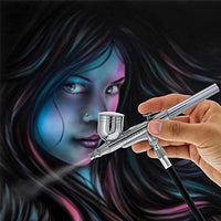 Master Airbrush Model G22 - Juego de aerógrafo multiusos de doble acción con punta de 0.012 in y 1/3 onzas Fluid Cup - Kit versátil y fácil de usar - Spray Auto Graphics, Art, Crafts, Tattoos, Cake - Arteztik
