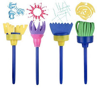 Juego de 31 pinceles para niños de aprendizaje temprano con esponja para dibujar pintura para manualidades y manualidades para niños pequeños, varios diseños, pinceles de espuma de pintura, delantal impermeable para pintura artística con bolsillo - Arteztik
