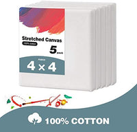 Ozazuco - Lienzo para pintura, 3.9 x 3.9 in, 5 unidades, lienzo blanco en blanco, 100 % algodón, imprimado, para suministros de arte para acrílicos, pintura al óleo, decoración de pared - Arteztik
