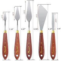 DerBlue Juego de 5 cuchillos de paleta de artista de acero inoxidable, espátula, paleta, cuchillo, rascador de mezcla, herramientas de arte delgadas y flexibles para pintura al óleo, mezcla acrílica, etc. - Arteztik
