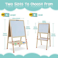 LingXiStudio - Caballete de madera todo en uno para niños con rollo de papel de doble cara para pizarra blanca, accesorios magnéticos - Arteztik
