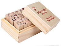 Minijuego de sellos de madera Yansanido, 12 unidades, para hacer bricolaje, con caja de madera - Arteztik

