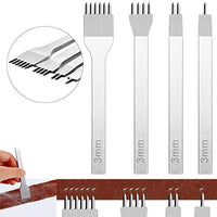 4 piezas de acero blanco 0.118 in 1/2/4/6 dientes DIY cordones costura cincel cuero artesanía con 9 piezas de ojo grande aguja de costura de cuero para proyectos de cuero puncher - Arteztik
