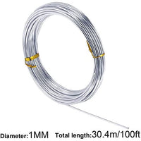 Alambre de aluminio plateado de 0.039 in de grosor, alambre de metal flexible para manualidades, para hacer muñecas, esqueleto, manualidades (492 pies) - Arteztik
