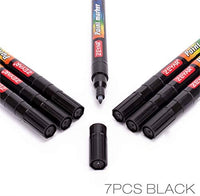 ZEYAR - Bolígrafo de pintura acrílica negra, base de agua, 7 unidades, punta extrafina, ideal para pintura en roca, cerámica, vidrio, madera y superficies lisas, tinta opaca (negro) - Arteztik
