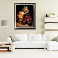 Betionol - Kit de pintura de diamantes 5D para niños y adultos, kit de pintura de diamantes de imitación de cristal de perforación completa por números con el tema de Babby Groot, 12 x 16 pulgadas - Arteztik
