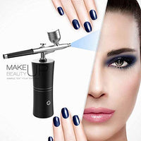 FATUXZ Portable Makeup Airbrush Set with Mini Air Compressor Ink Cup Spray Pen for Tattoo Nail Art Face Paint Cake Deraction Coloring Model(5ML,20ML,40ML Capacity Cup,Pink) - Arteztik
