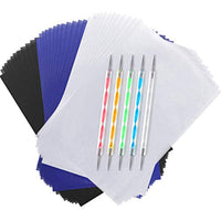 300 hojas de papel de carbón para transferencia de papel de trazado de grafito con 5 piezas de doble punta para repujado y trazado de lápices, herramientas para papel de metal, vidrio, tallado, bricolaje, transferencia de leña - Arteztik

