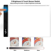 Caja de luz para rastrear la pintura de diamantes, tamaño A4 portátil de luz LED, alimentación USB, brillo regulable para malas hierbas de vinilo, dibujo de arte, bocetos, animación - Arteztik
