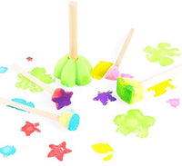 20 Pcs Assorted Size Round and Star Stencil Paint Foam Sponge Sets, Wooden Handle Foam Brush Furniture Art Crafts Painting Tool Supplies Painting Stippler Set DIY Painting Tools in 5 Sizes - Arteztik
