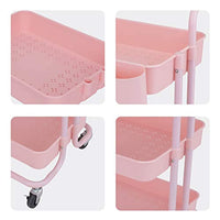 StorageWorks - Carro rodante de 3 niveles, organizador de almacenamiento con ruedas bloqueables para dormitorio, rosa, 16.7 pulgadas de largo x 14 pulgadas de ancho x 33.4 pulgadas de alto - Arteztik
