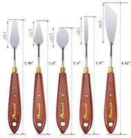 DerBlue Juego de 5 cuchillos de paleta de artista de acero inoxidable, espátula, paleta, cuchillo, rascador de mezcla, herramientas de arte delgadas y flexibles para pintura al óleo, mezcla acrílica, etc. - Arteztik
