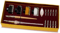 Daveliou - Juego de bolígrafos de caligrafía, 17 piezas, cristal azul y bolígrafos de madera, 10 plumas y 4 tintas, control superior - Arteztik
