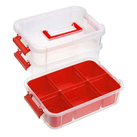 BTSKY - Caja de almacenaje de 3 capas, apilable y de transporte, de plástico, multiusos, portátil, con bandeja extraíble para organizar costura, manualidades, suministros de color rojo - Arteztik
