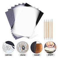 100 hojas de papel de transferencia de carbono negro con 100 hojas de papel de calco y 5 piezas de lápiz de relieve Herramientas de 11.7 x 8.3 pulgadas de papel de copia para trazar patrón en papel de madera tela de lona - Arteztik
