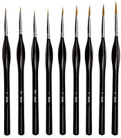 AIEX - Juego de 9 pinceles de pintura en miniatura para acrílico, acuarela, aceite, cara, uñas, escala de pintura de modelo, línea de dibujo (negro) - Arteztik
