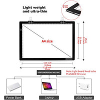 Tablero de luz para pintura de diamante con soporte, súper delgado, regulable, A4, 2da generación, con almohadilla de luz de pintura de diamante con kit completo de herramientas de pintura de diamante y accesorios - Arteztik

