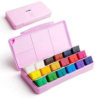 HIMI Gouache Juego de pintura, 18 colores x 1.0 fl oz, diseño único de taza de gelatina, estuche portátil con paleta para artistas, estudiantes, pintura de acuarela Gouache (rosa) - Arteztik
