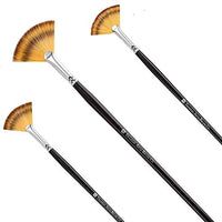 Juego de pinceles de pintura, juego de pinceles para abanico de artistas, brochas de madera largas para pintura, juego de pinceles para pintura al óleo, pintura acrílica, 3 piezas - Arteztik
