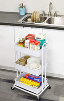 SimpleHouseware - Carro de metal resistente de 3 niveles, color blanco - Arteztik
