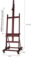 MEEDEN - Caballete de estudio extra grande con marco en H, ajustable inclinable madera de haya maciza, caballete de pintura para pisos, acomoda arte en lienzo hasta 92 pulgadas de alto - Arteztik
