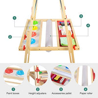 KAVAVO Caballete de madera para niños con letras magnéticas, caballete de pie ajustable, pizarra blanca de dibujo de doble cara, utilizado para la educación temprana. - Arteztik
