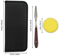 Loteaf - Juego de 17 pinceles de pintura con cuchillo de paleta y esponja para acuarela, acrílico, aceite, bolsa de transporte emergente incluida para artistas, adultos y niños - Arteztik
