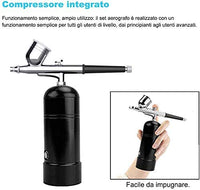 Spedertool - Kit de aerógrafo portátil inalámbrico mini compresor de aire con batería recargable integrada para uso en maquillaje, Graffiti, modelismo, pintura, arte de uñas, decoración de tartas. - Arteztik
