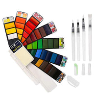 BBLIKE - Juego de pintura de acuarela con 4 pinceles variados, 42 colores surtidos, kit de acuarela portátil de viaje, juego de bocetos de campo de acuarela para principiantes, niños, estudiantes, artistas y más - Arteztik
